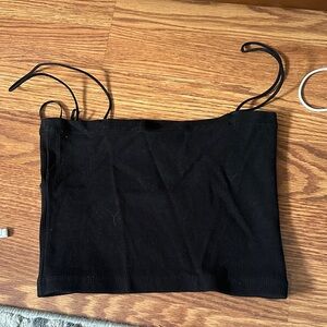 Zara Black Ribbed Crop Top